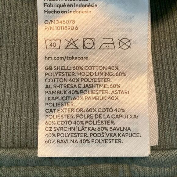 H&M Full Zip Jacket Hooded Women Medium Dark Green Relaxed Fit Pockets. - Picture 7 of 14